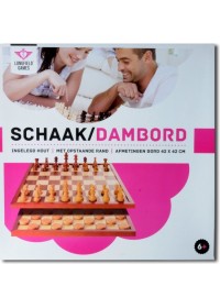 Schaak/Dambord In Doos - Hout